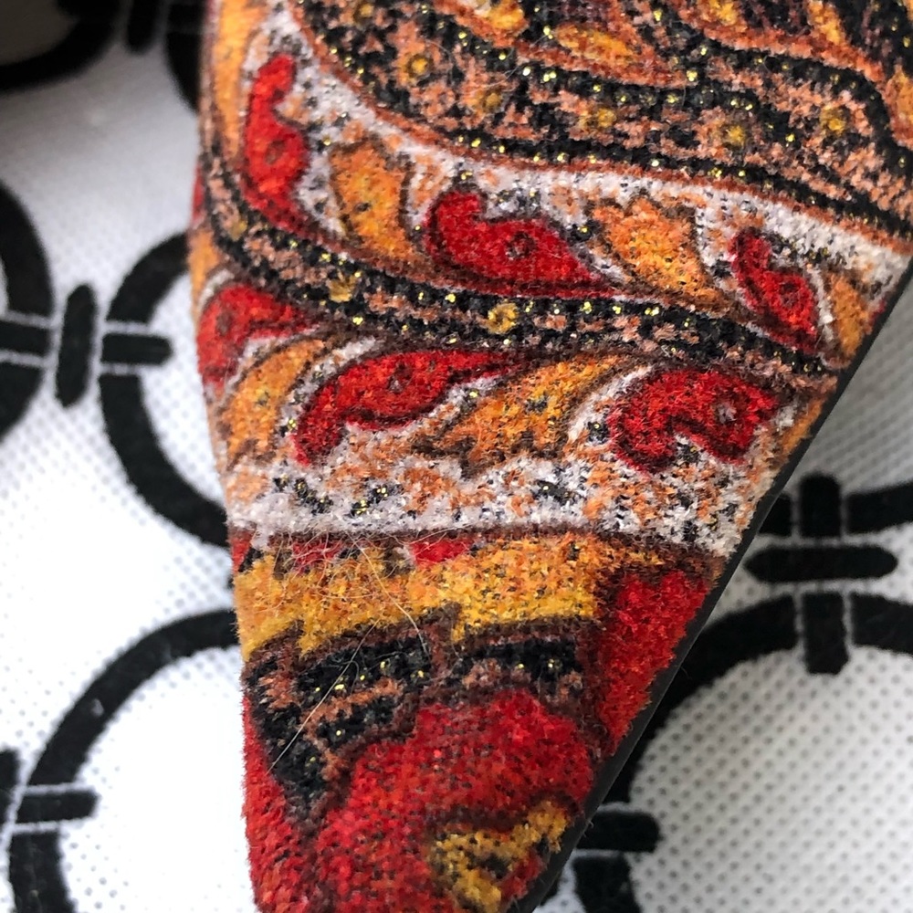 Paisley Red Mid-Heel Fashion Boots - Picture 6 of 6